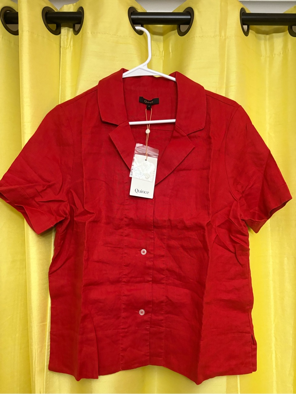 Quince Men's Vibrant Red Short-Sleeve Button-Front Shirt